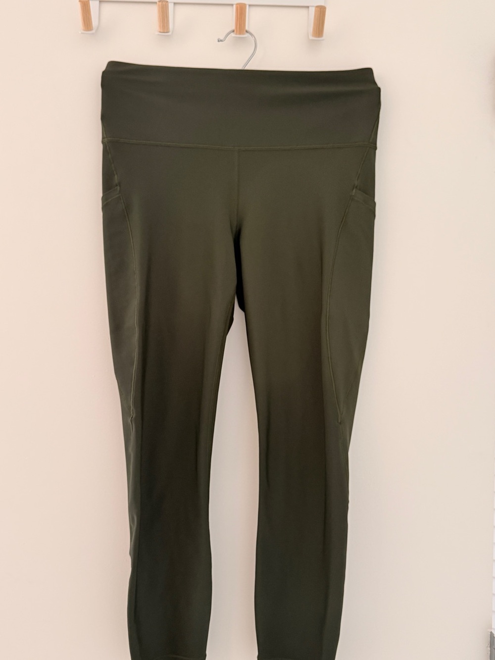 Athleta Olive Green High-Rise Leggings with Side Pockets